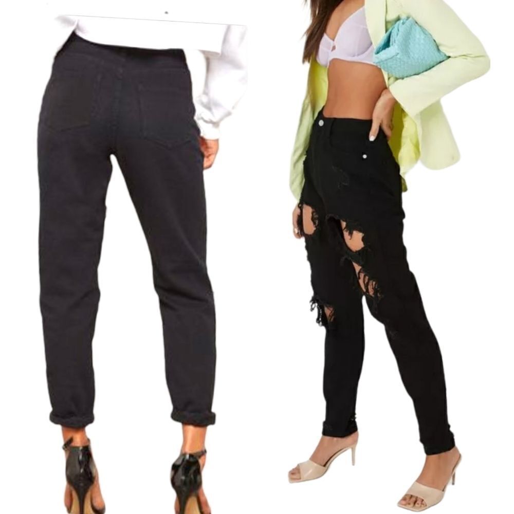 MISSGUIDEDRiot High Rise Ripped Mom petite Jeans.